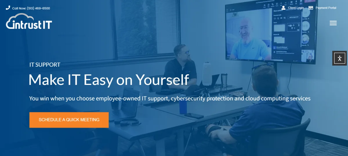 Intrust IT managed services Columbus technology companies, homepage