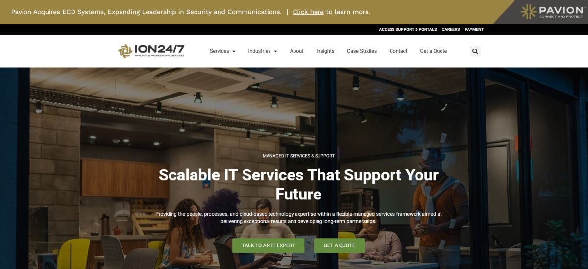 ION247 managed IT for technology companies Orlando homepage