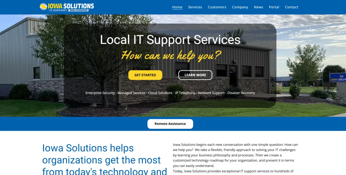 Iowa Solutions Des Moines local IT support homepage