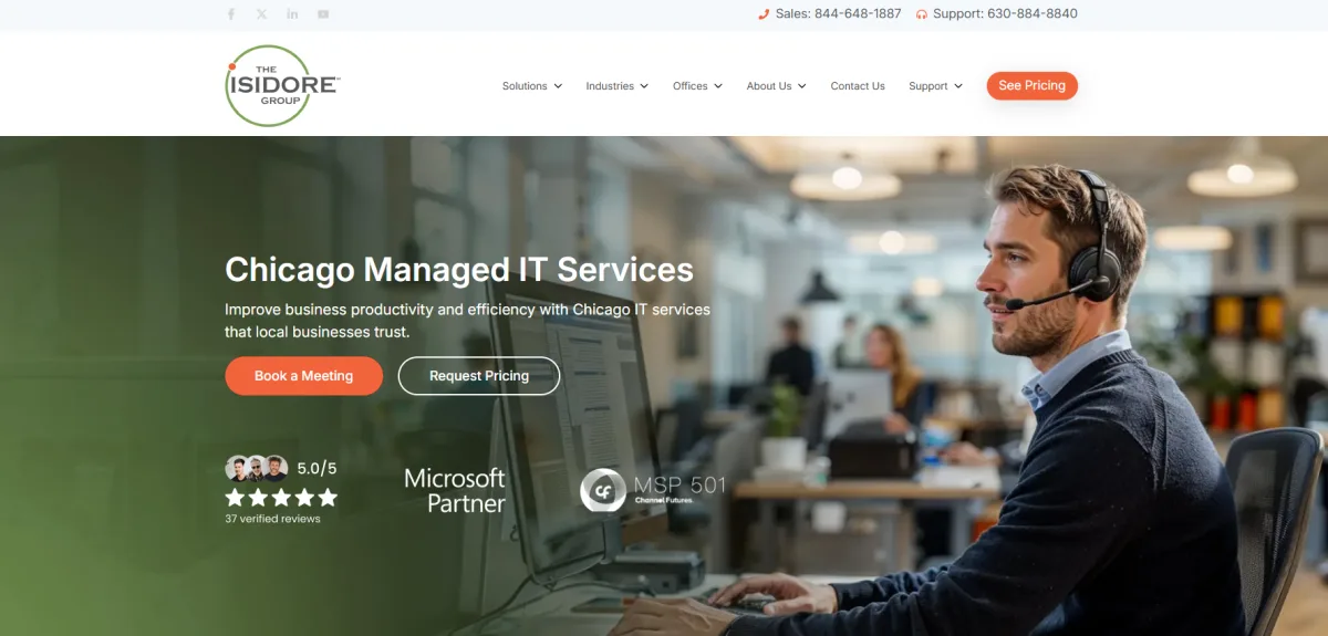 The Isidore Group flat-rate managed IT services in Chicago — homepage