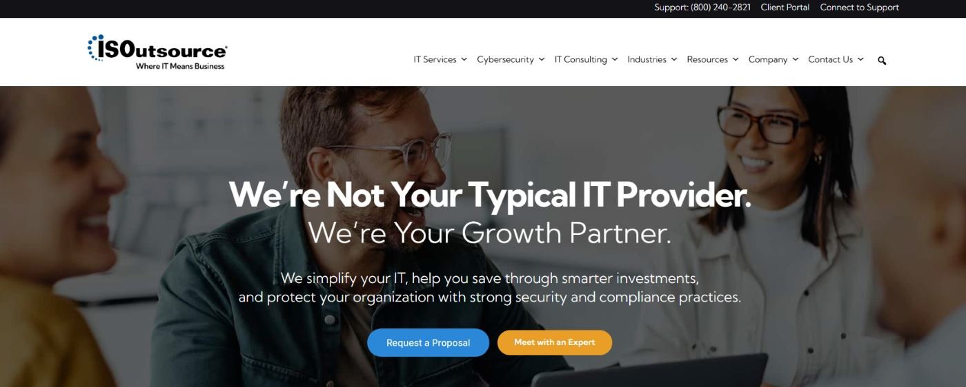 ISOutsource managed IT services Bothell Seattle vCISO homepage screenshot
