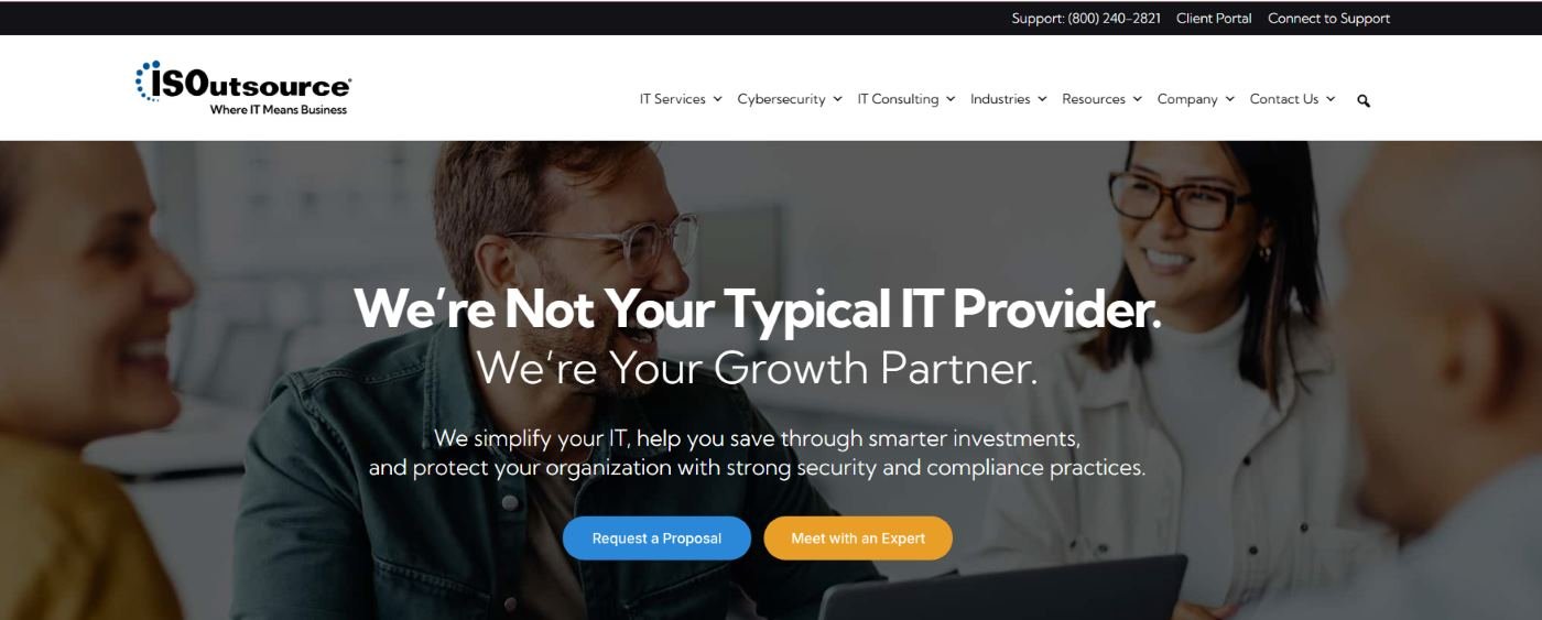 ISOutsource managed IT services in Bothell WA homepage screenshot
