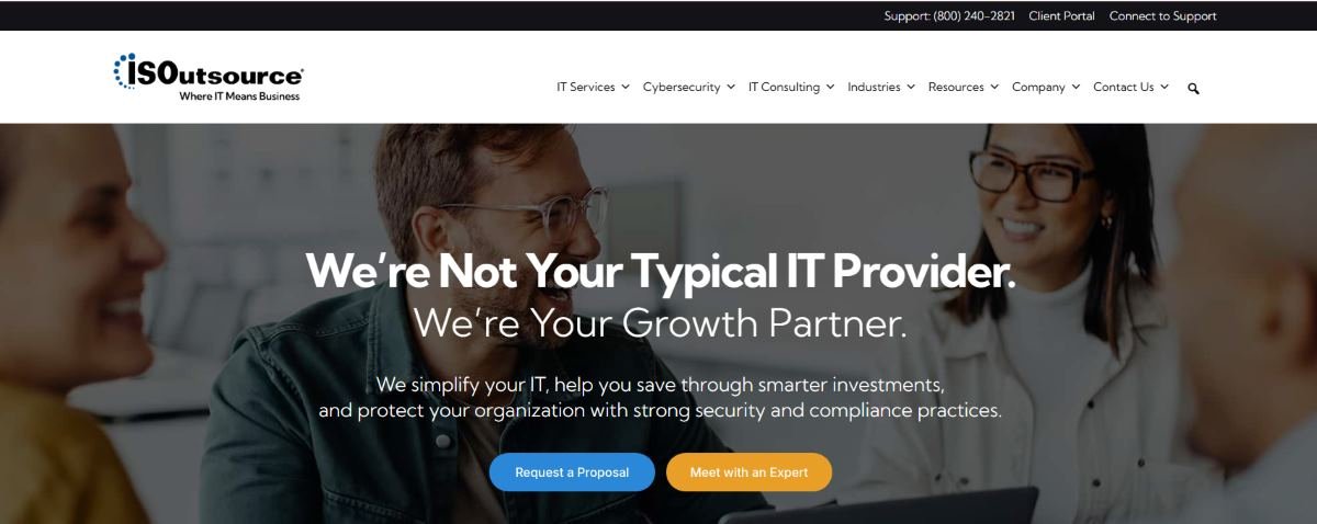 ISOutsource managed IT services for nonprofits in Seattle homepage screenshot