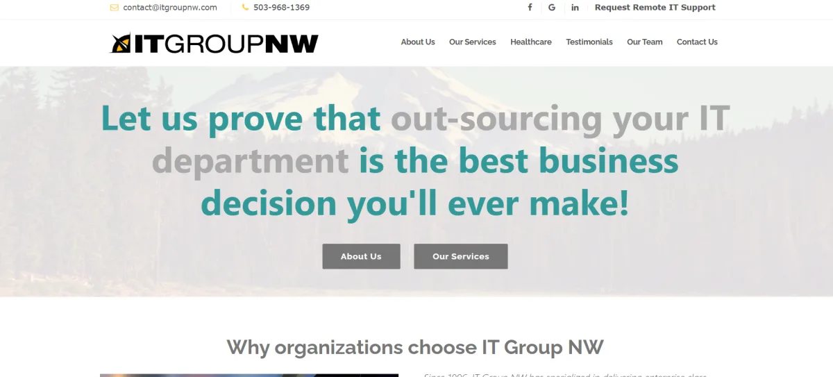 IT Group NW healthcare IT support Tigard Oregon homepage