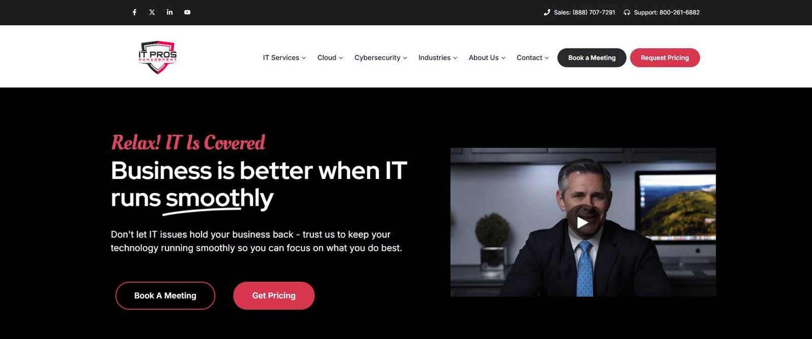 IT Pros Management Las Vegas real estate IT services homepage screenshot