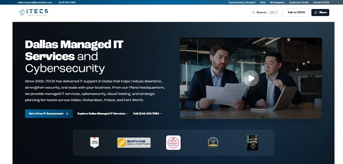 ITECS legal IT managed services Dallas TX homepage screenshot