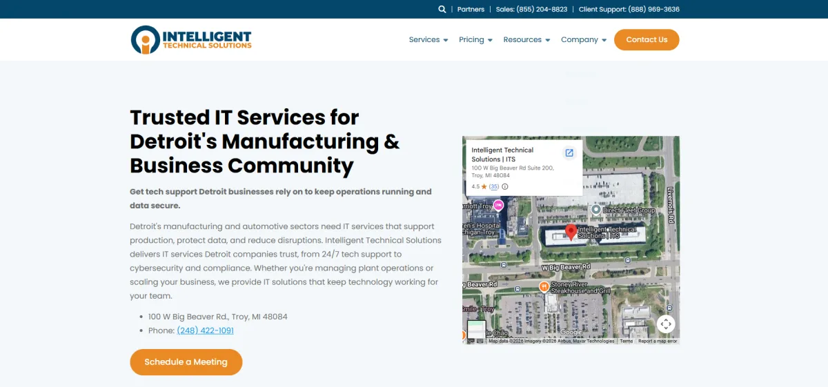 Intelligent Technical Solutions Detroit manufacturing and automotive IT services homepage