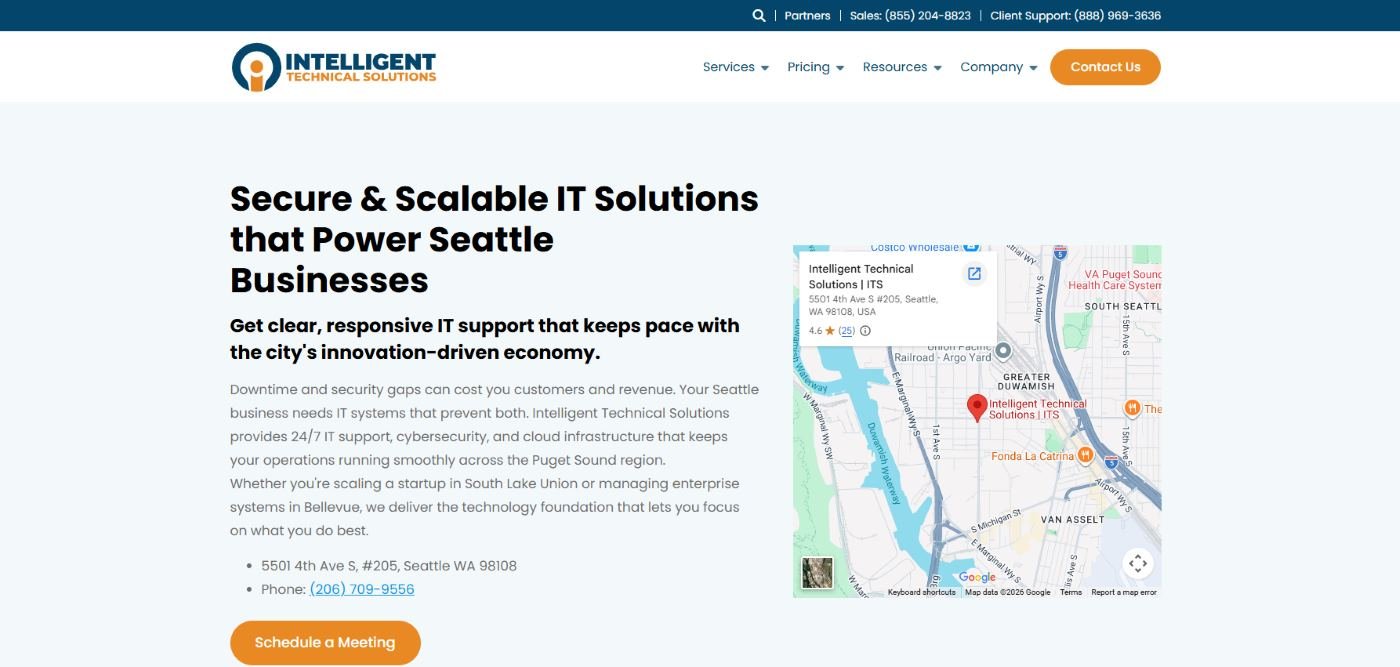 ITS Intelligent Technical Solutions Seattle healthcare IT homepage screenshot