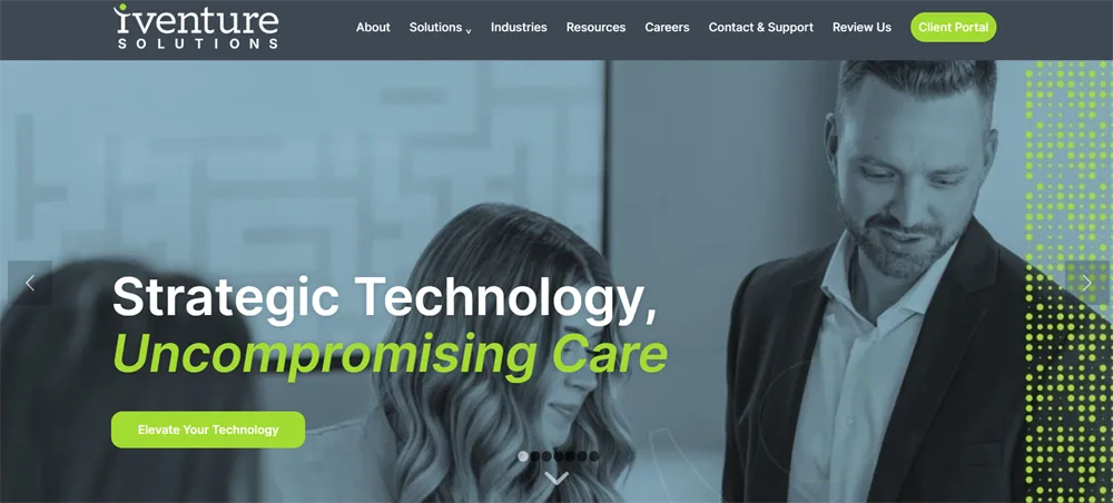 iVenture Solutions managed IT services for financial services Jacksonville Florida homepage screenshot