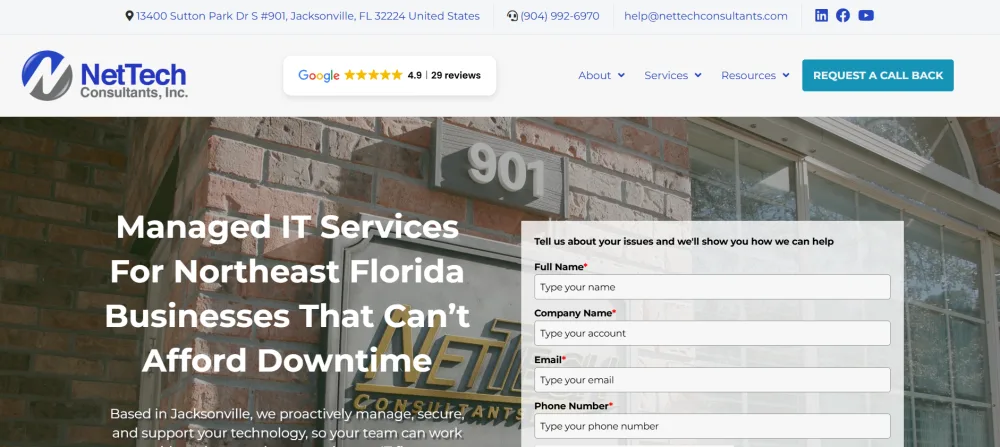 NetTech Consultants HIPAA compliance consulting Jacksonville homepage