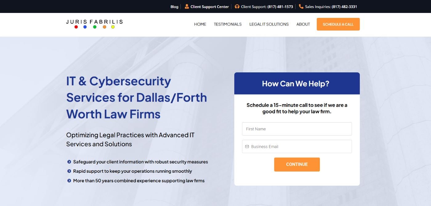 Juris Fabrilis legal IT support homepage