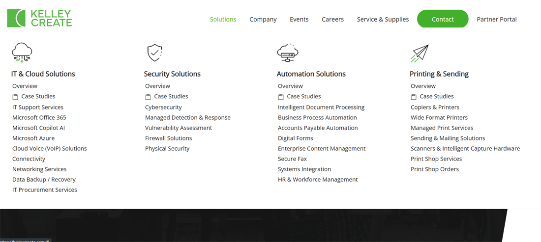 Kelley Create homepage — PNW office automation and managed IT in Billings, MT