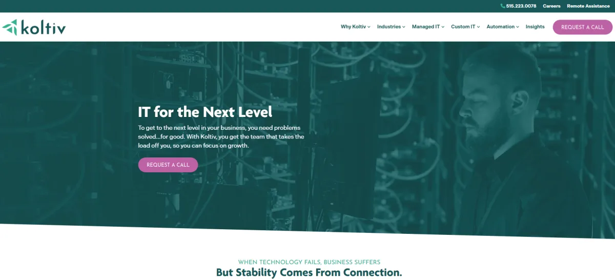 Koltiv homepage best MSP healthcare Des Moines
