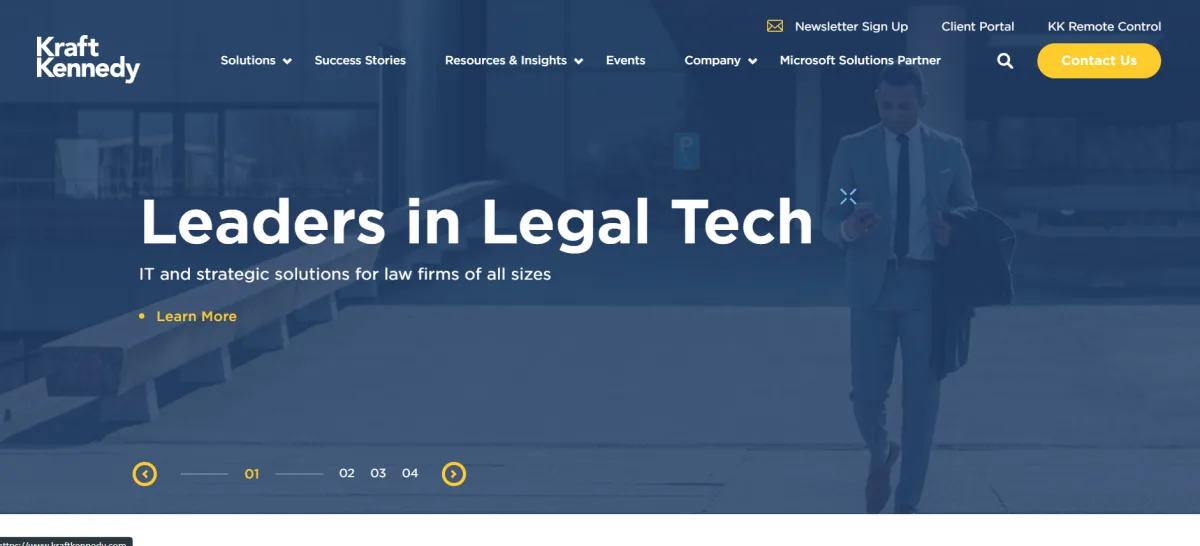 Kraft Kennedy law firm managed IT services homepage