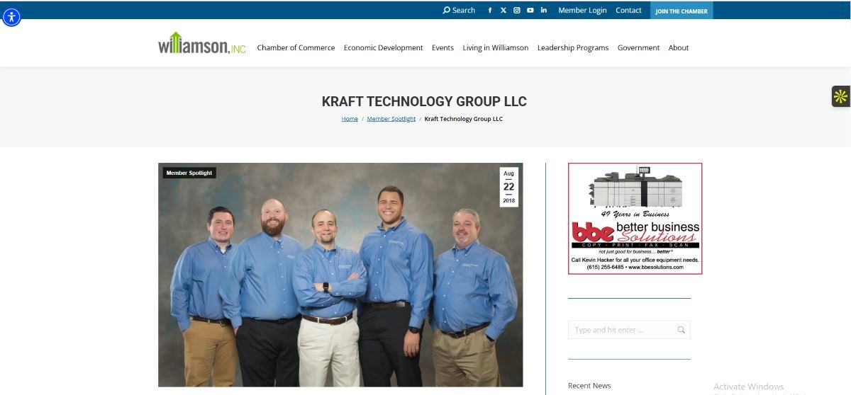 Kraft Technology Group managed IT services for financial services in Nashville, homepage