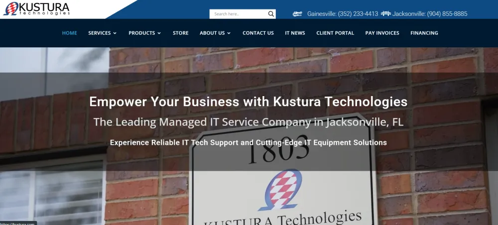 Kustura Technologies managed IT services Jacksonville homepage screenshot