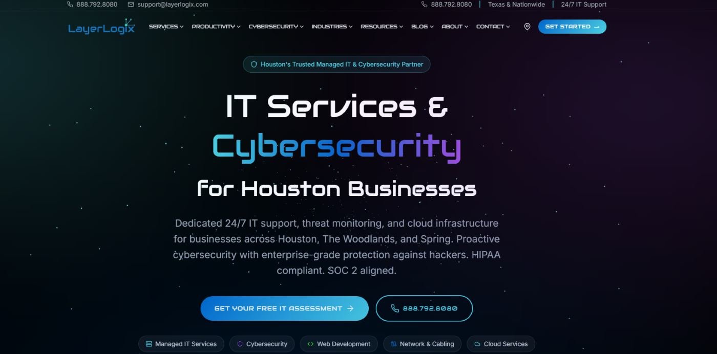 LayerLogix managed IT and cybersecurity government contractor coverage Richmond VA homepage