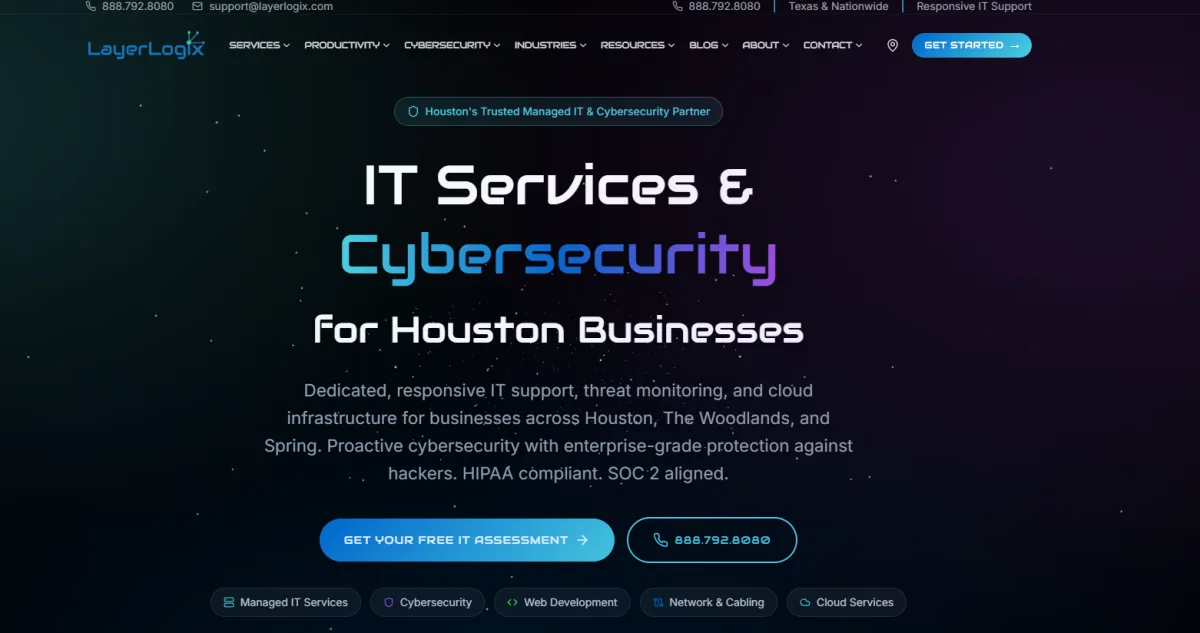 LayerLogix defense cybersecurity managed IT Tucson Arizona homepage