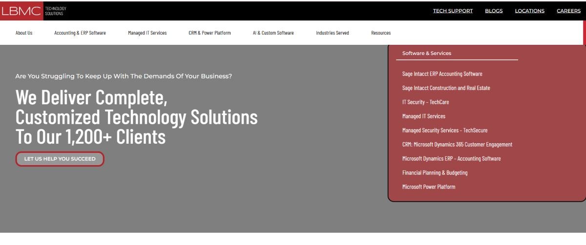 LBMC Technology Solutions managed IT for professional services in Nashville homepage