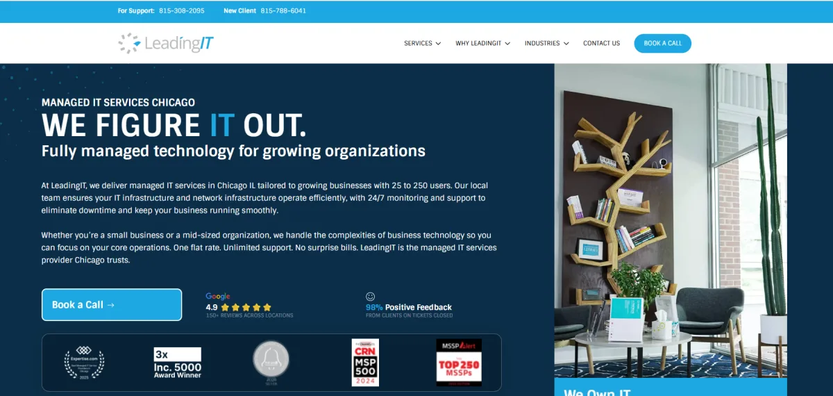 LeadingIT homepage - managed IT services for Chicago manufacturers