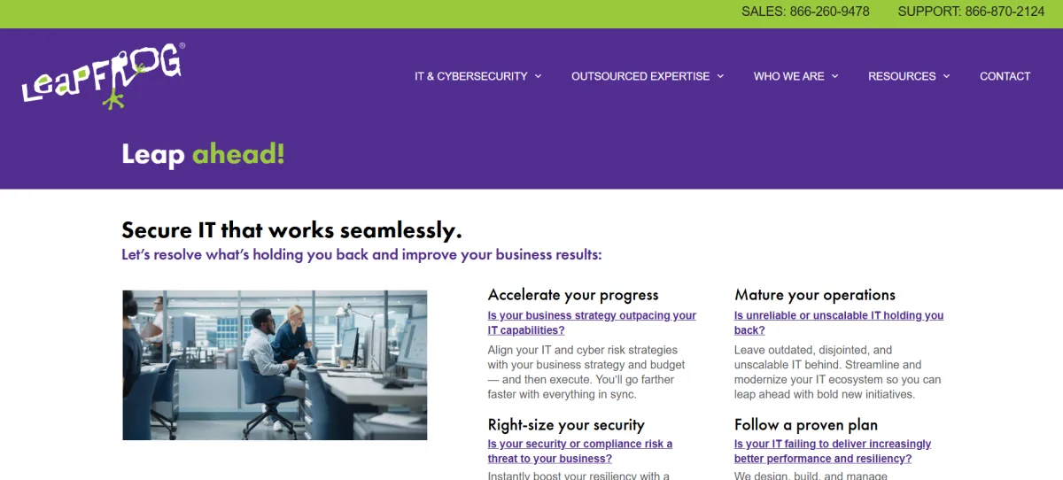 Leapfrog Services managed IT and cybersecurity Atlanta homepage