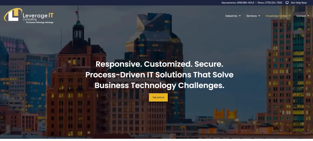 Leverage IT Consulting law firm accounting IT support Sacramento homepage