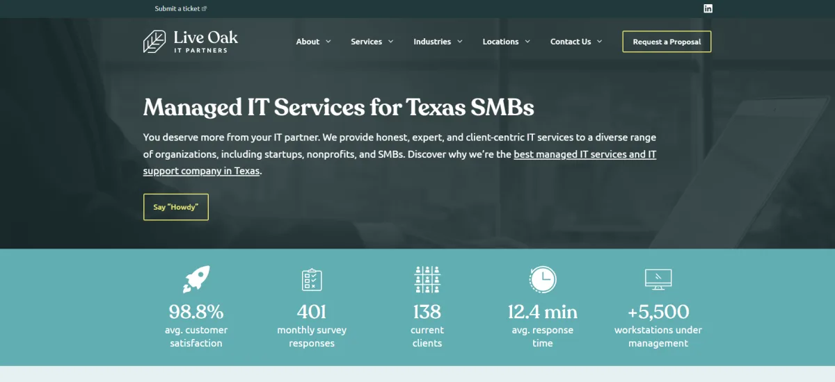 Live Oak IT Partners managed IT services for startups in Austin TX, homepage