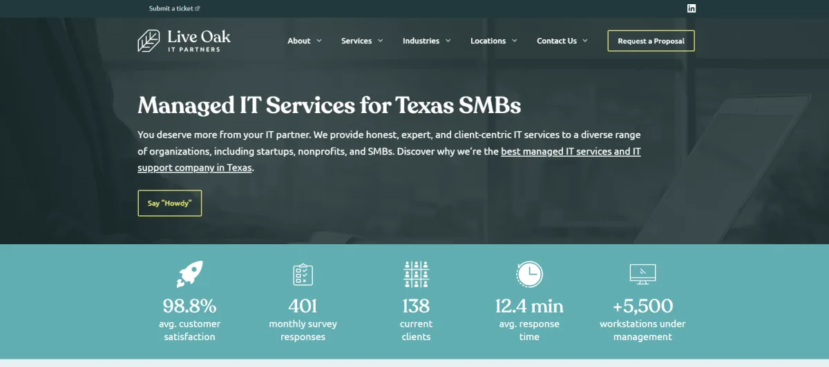Live Oak IT Partners managed IT services Austin homepage screenshot