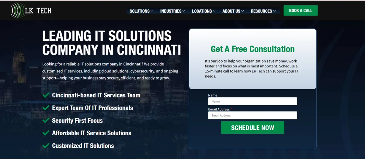 LK Tech managed IT services Cincinnati Ohio homepage