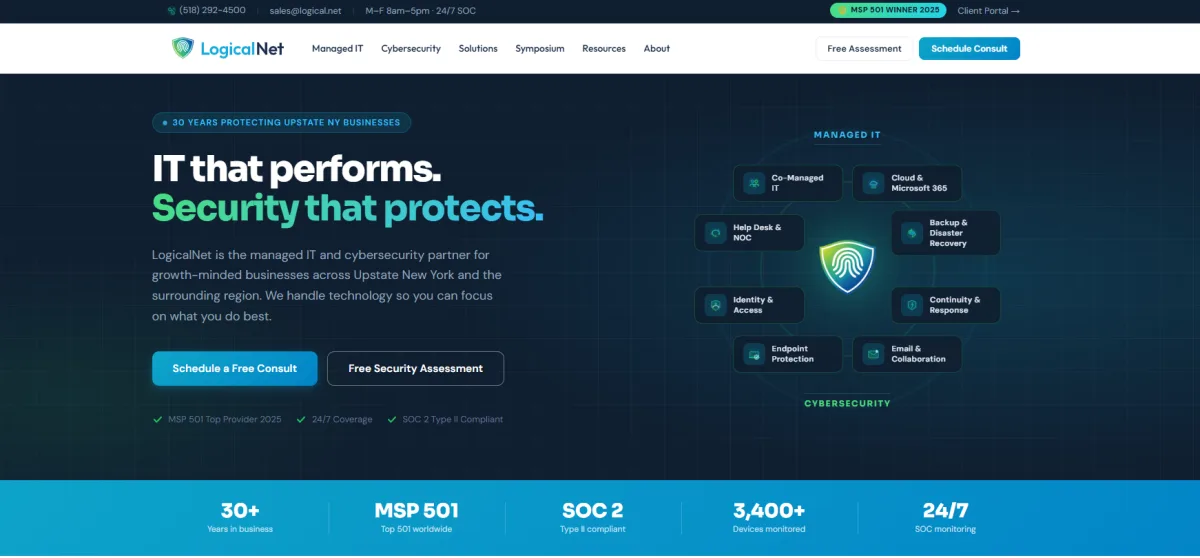 LogicalNet managed IT services Schenectady NY — homepage