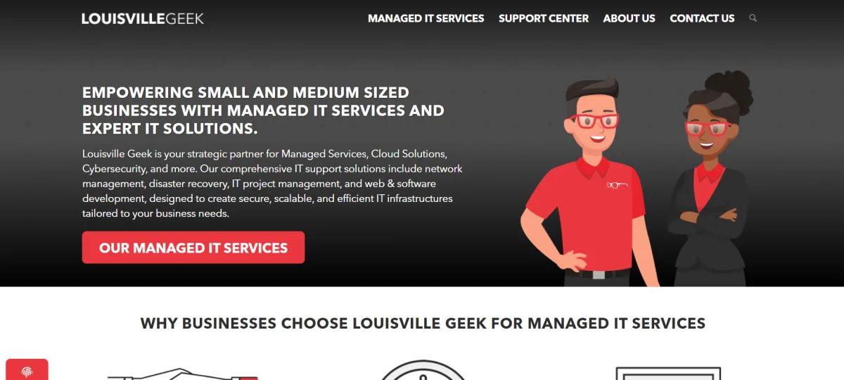 Louisville Geek SOC 2 certified managed IT services Louisville Kentucky homepage screenshot