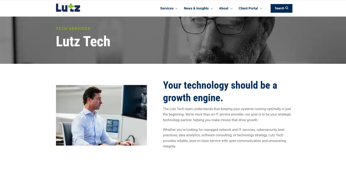 Lutz Tech Omaha financial services IT — homepage