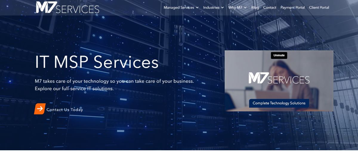 M7 Services Houston cloud-first automotive IT homepage screenshot