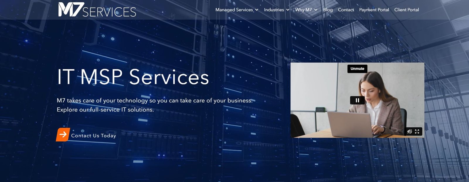 M7 Services hospitality-exclusive managed IT homepage