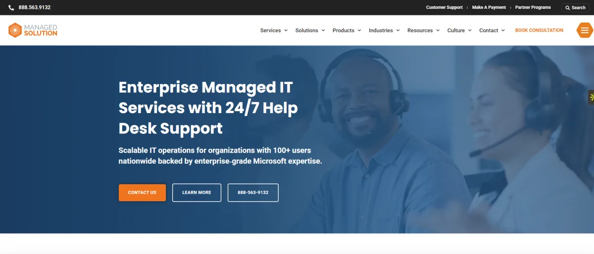 Managed Solution managed IT services San Diego homepage