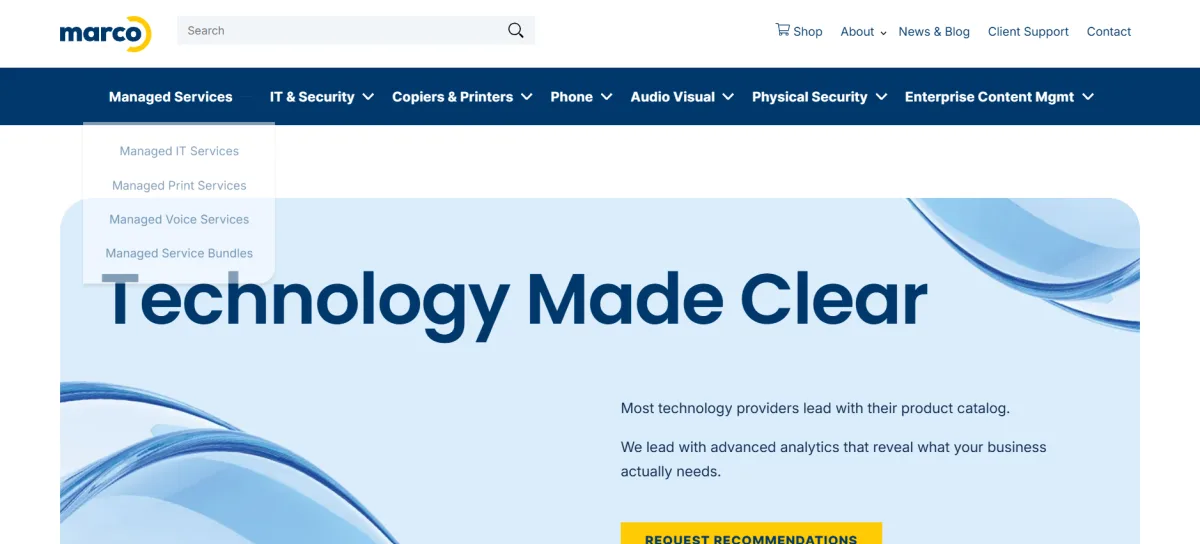 Marco Technologies financial services managed IT St Cloud MN homepage