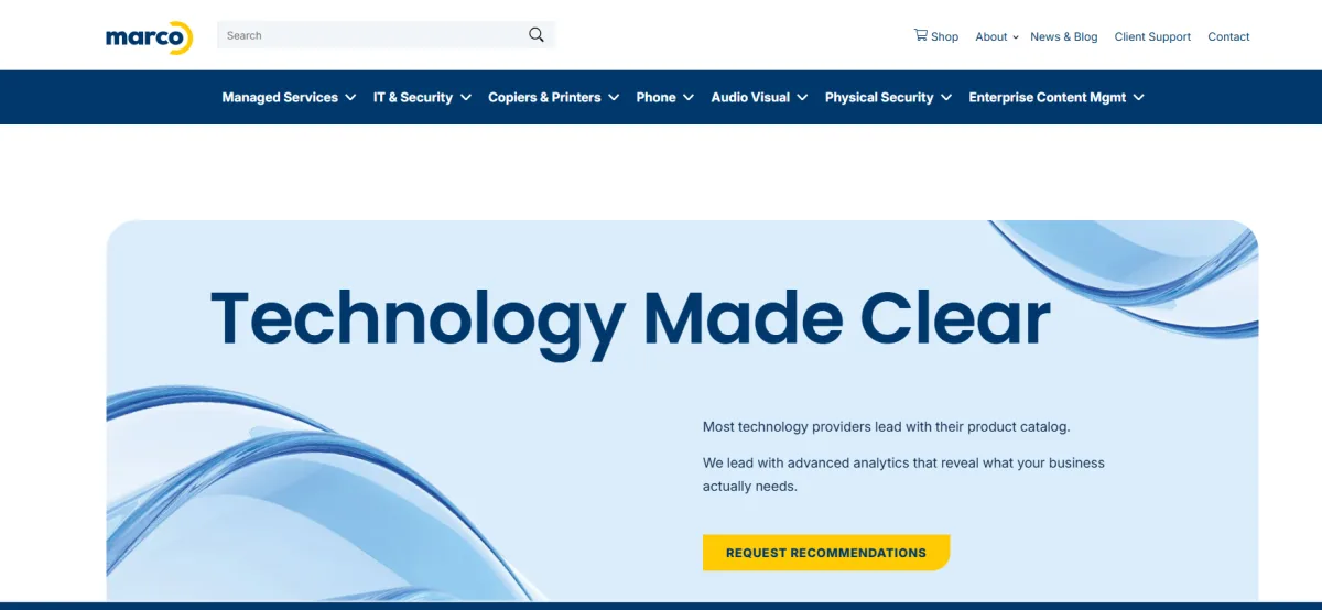 Marco Technologies homepage managed IT Des Moines Iowa