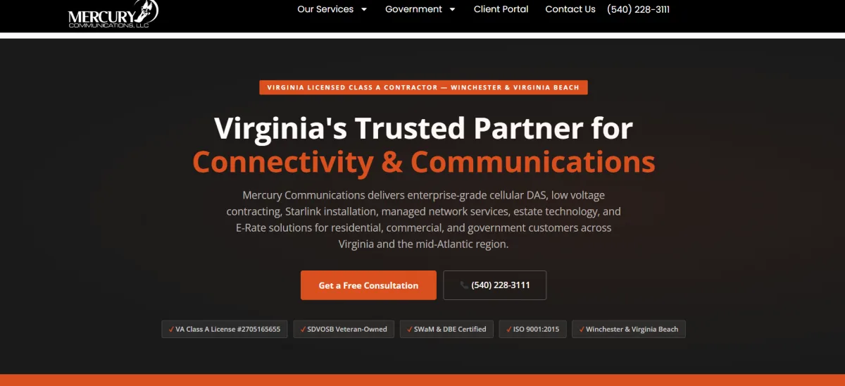 Mercury Communications managed IT Virginia Beach — homepage
