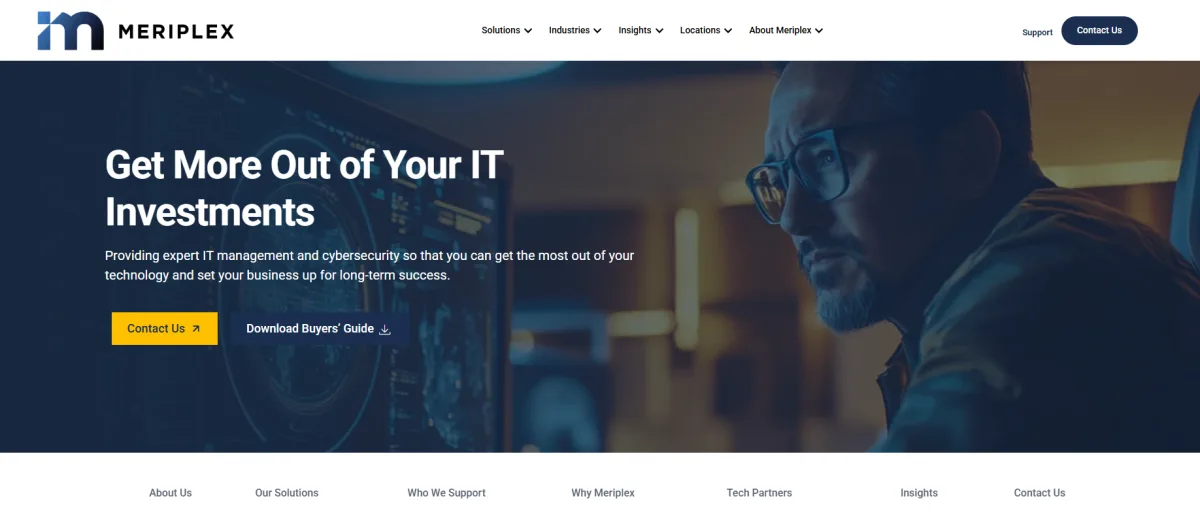 Meriplex national managed IT and cybersecurity homepage serving Denver healthcare