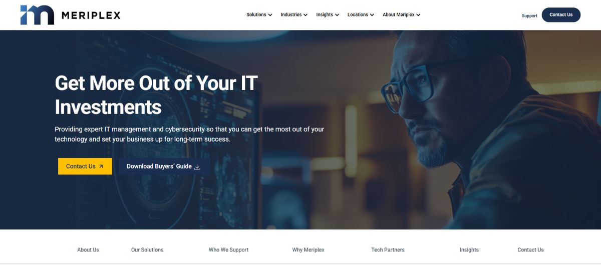 Meriplex managed IT services for automotive dealerships homepage screenshot