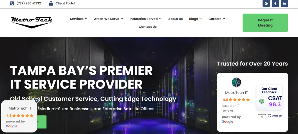 MetroTech managed IT services for hospitality in Clearwater homepage