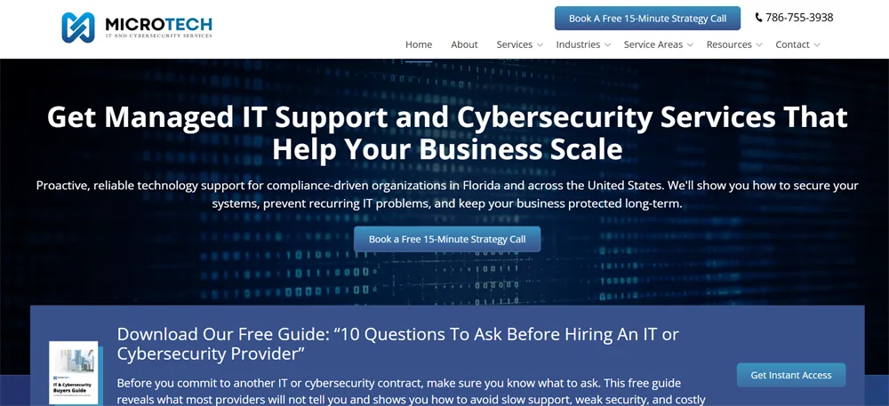 Microtech IT managed IT and cybersecurity downtown Fort Lauderdale FL homepage
