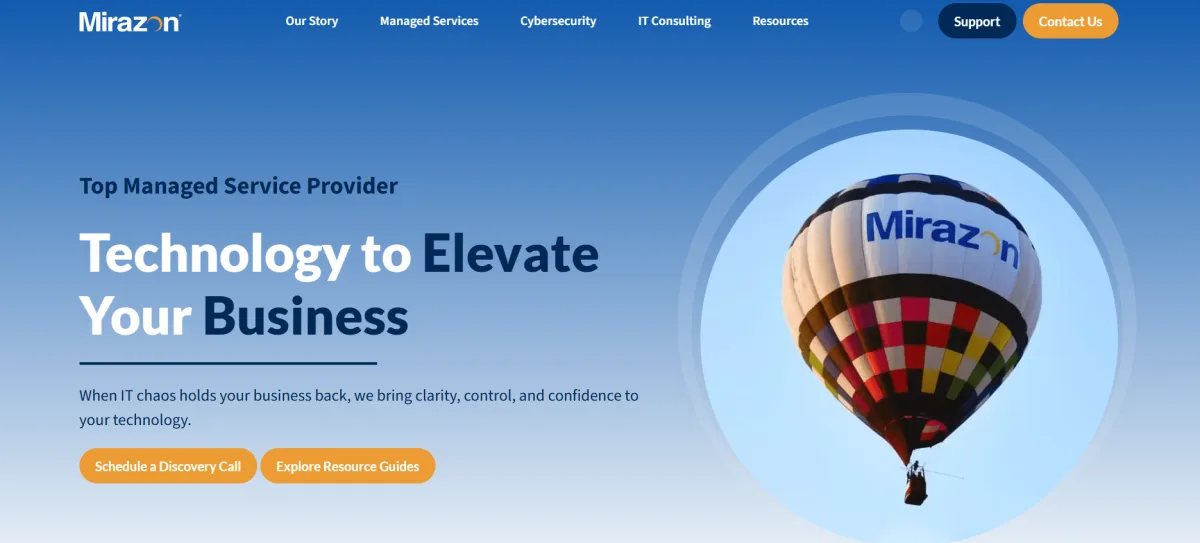 Mirazon managed services Kansas City homepage