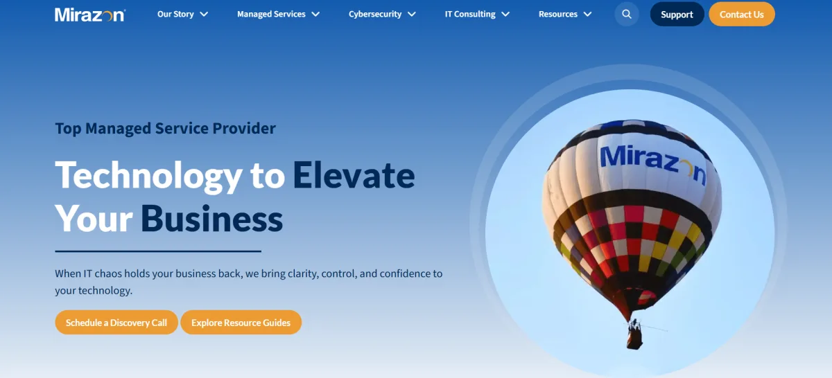 Mirazon managed services provider Kansas City homepage