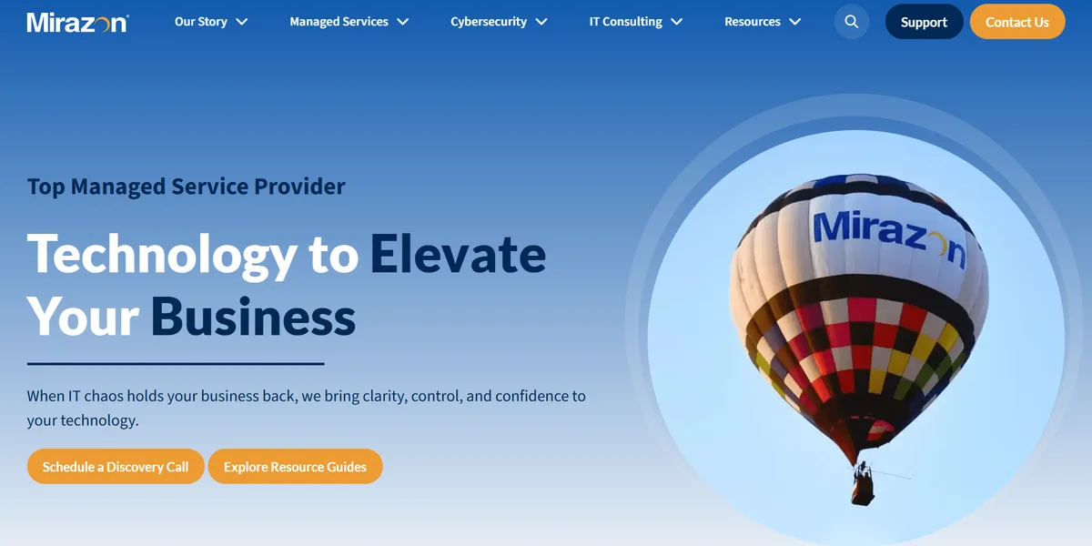 Mirazon managed IT services in Louisville KY homepage