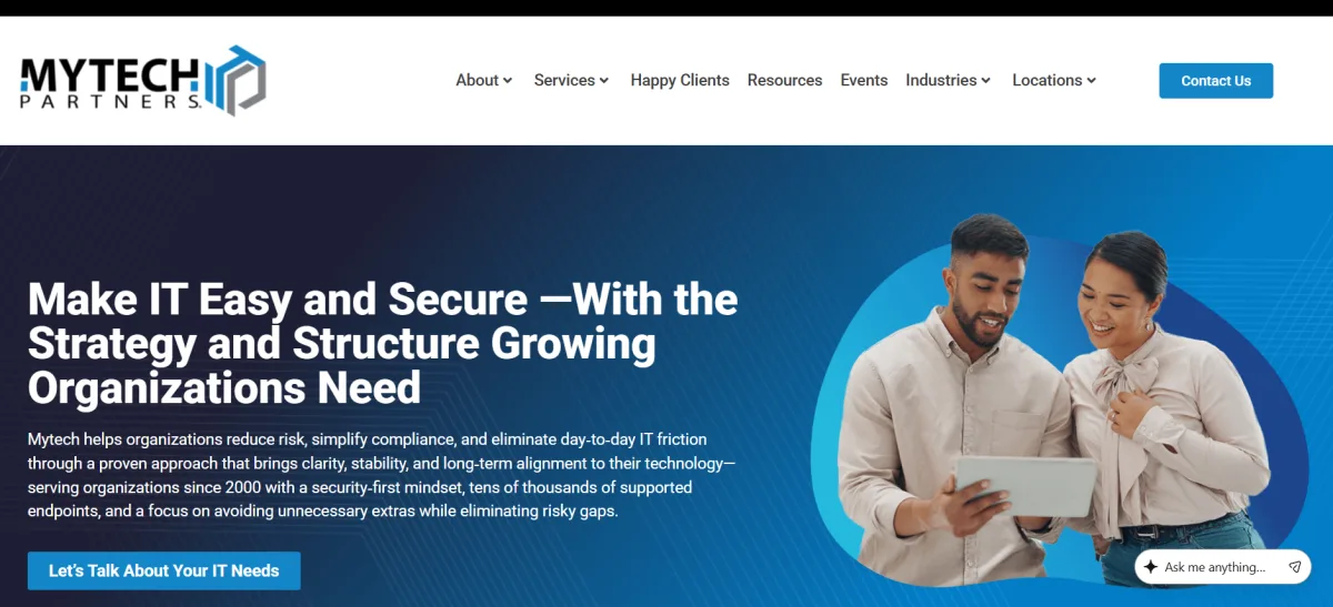 Mytech Partners CMMC manufacturing IT Minneapolis Twin Cities homepage