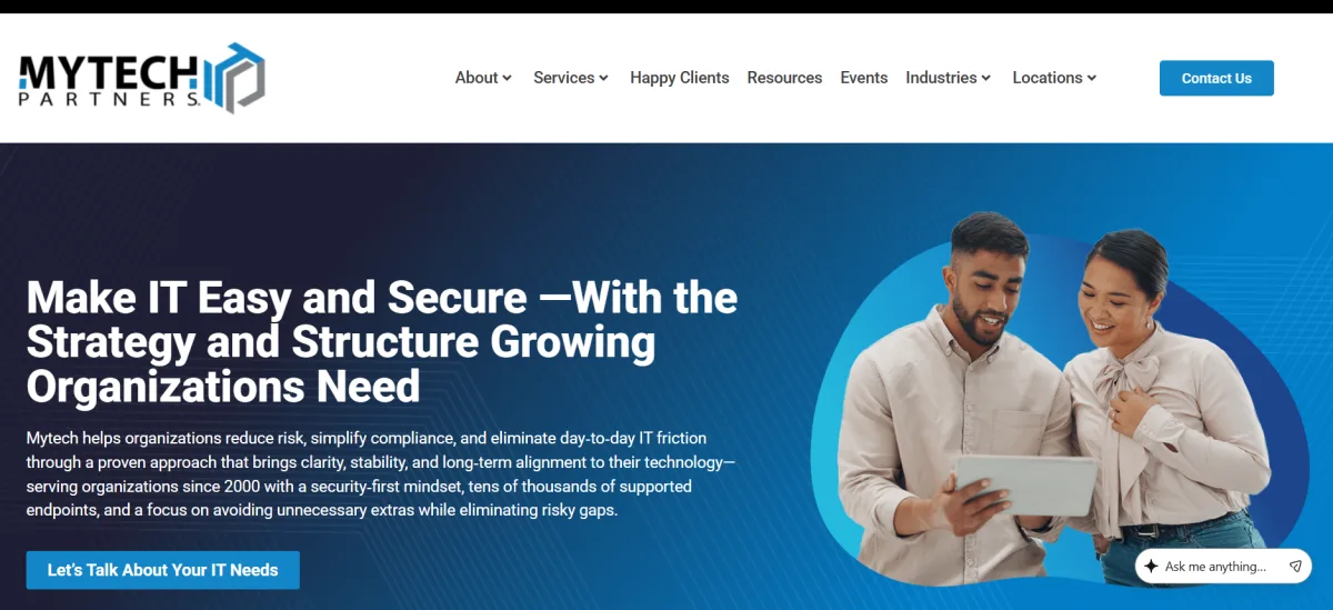 Mytech Partners HIPAA managed IT Minneapolis homepage