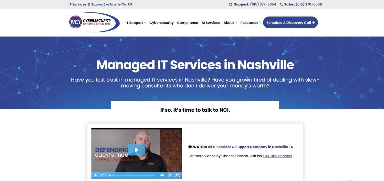Nashville Computer managed IT services Brentwood Tennessee homepage screenshot