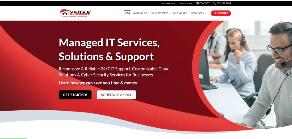 Nerds Support Miami managed IT services HIPAA homepage
