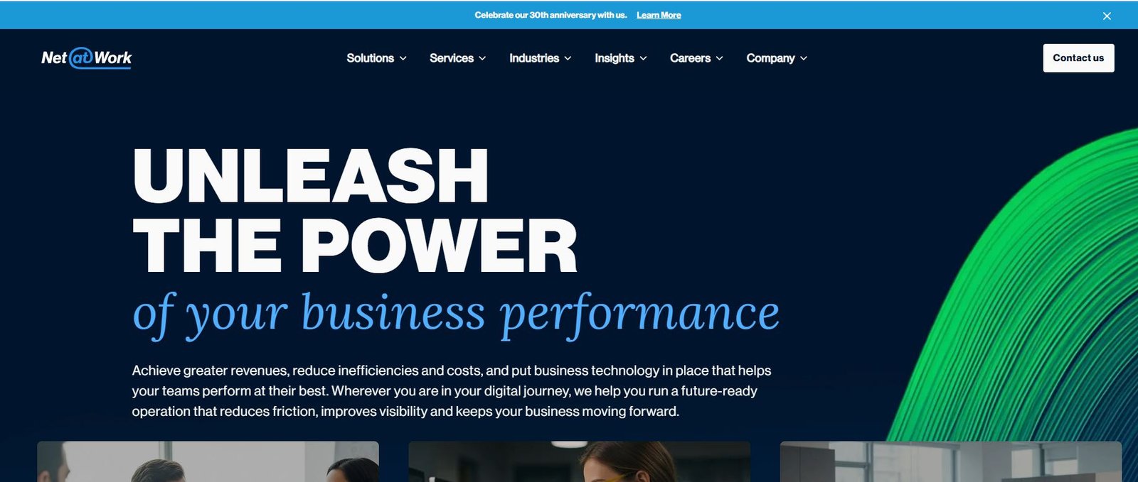 Net at Work Sage and Acumatica ERP managed IT services for food and beverage manufacturers homepage screenshot